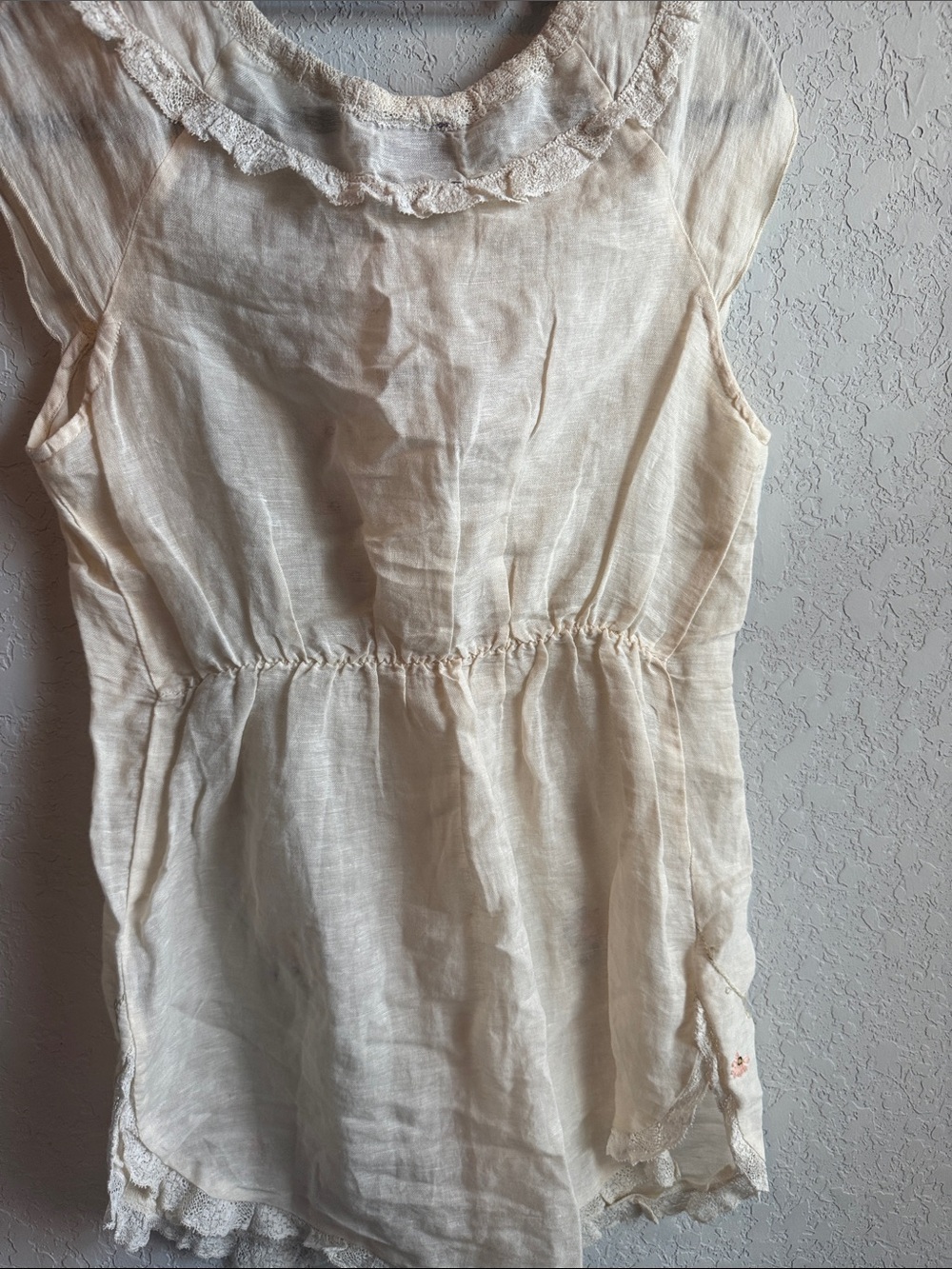 Free People Heirloom Blouse Cream Embroidered Ruffle Tunic Dress - Picture 5 of 9